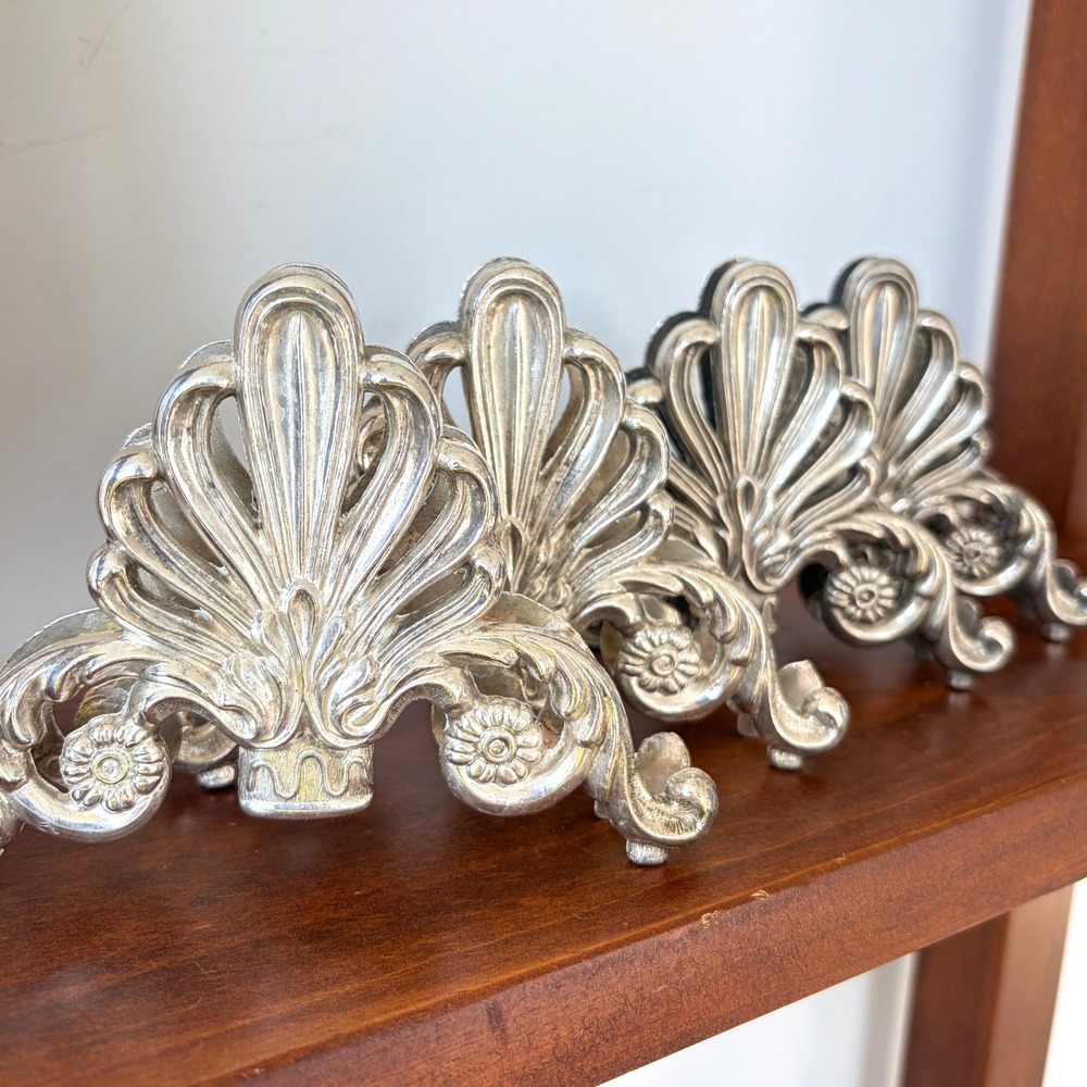 Vintage Ornate Silver Plated Napkin Holders Set of 4 Regency Style